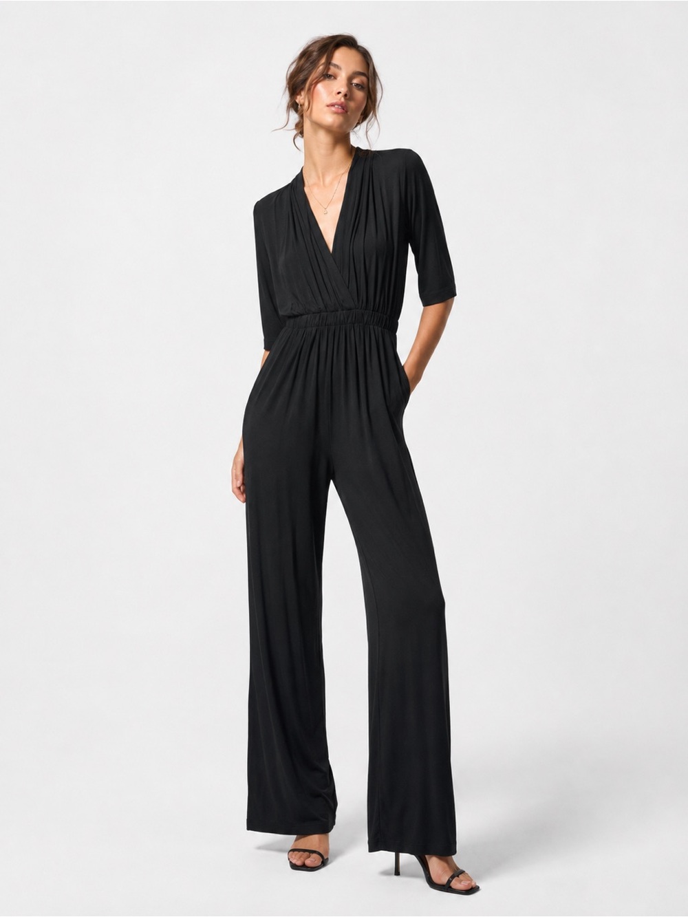 Avital Kellie 3/4 Sleeve Jumpsuit Black Size Medium